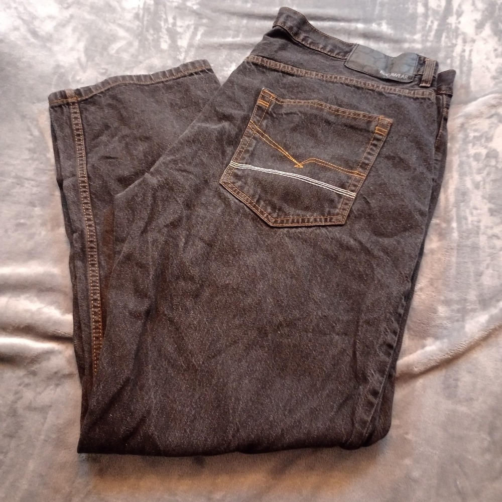 Rocawear Jeans Mens 42X32 Blue Dark Wash Denim Classic Fit Baggy‎ Hip-Hop